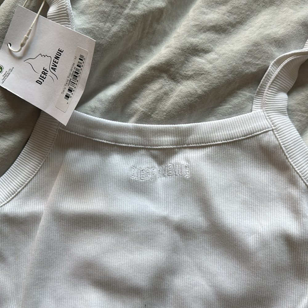 Djerf Avenue Embroidered White Daily Tank Top - NWT